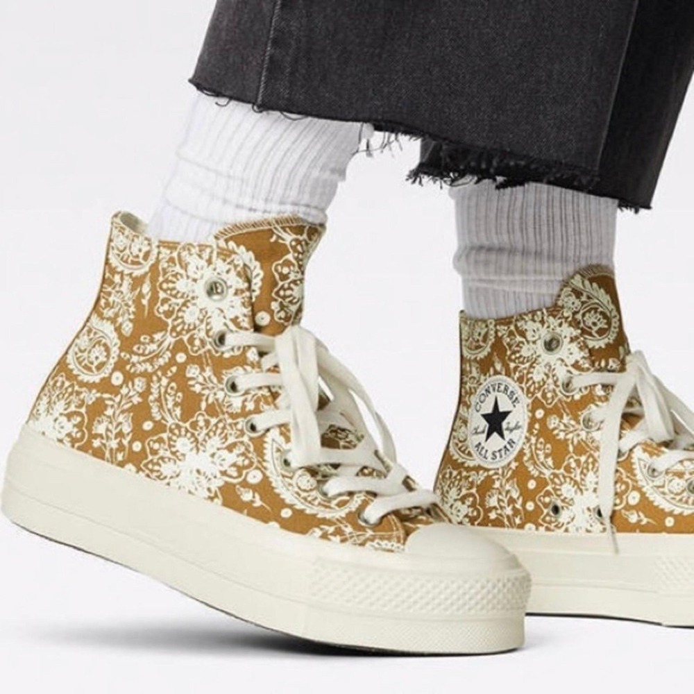 Converse Chuck Taylor All Star Lift High Top Paisley Mustard Yellow 572541C 7W
